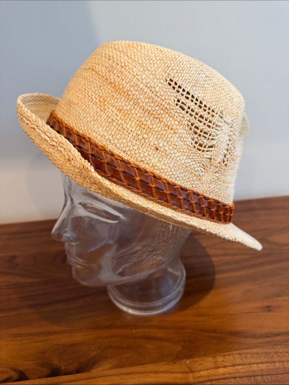 Pistil Woven Straw Fedora with Braided Leather Band - Natural